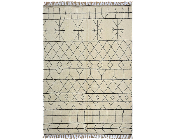 8x11 Moroccan Beige Hand Woven Wool Area Rug
